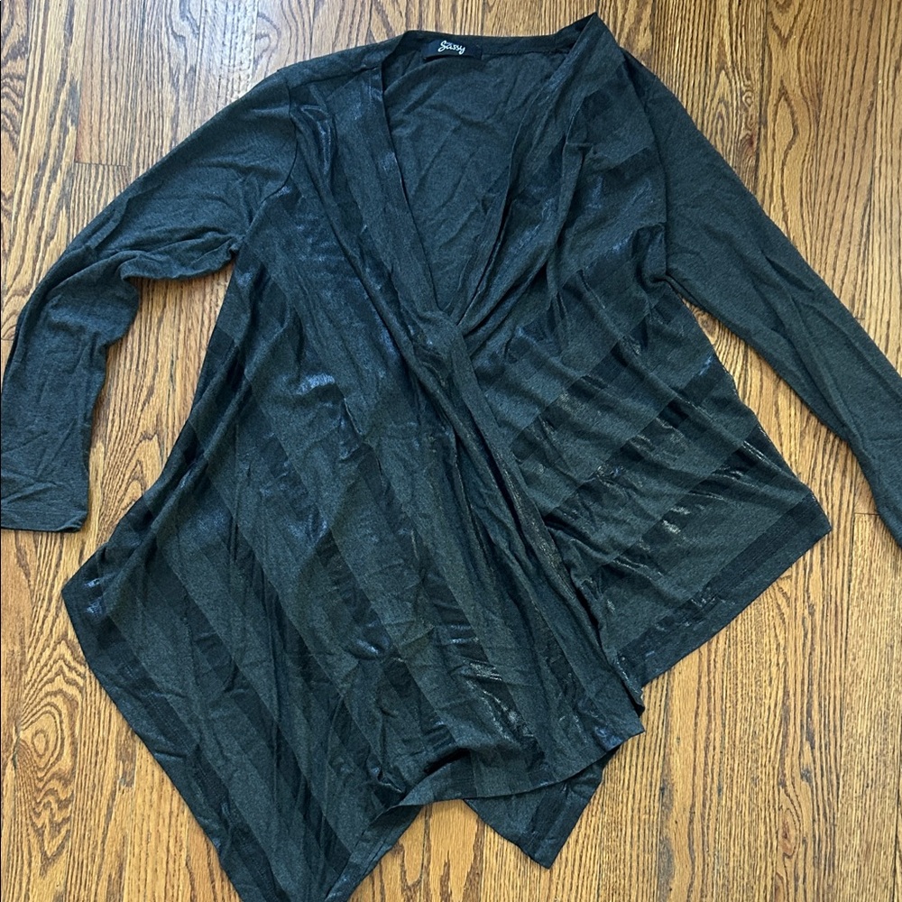 Elegant Black Draped Cardigan